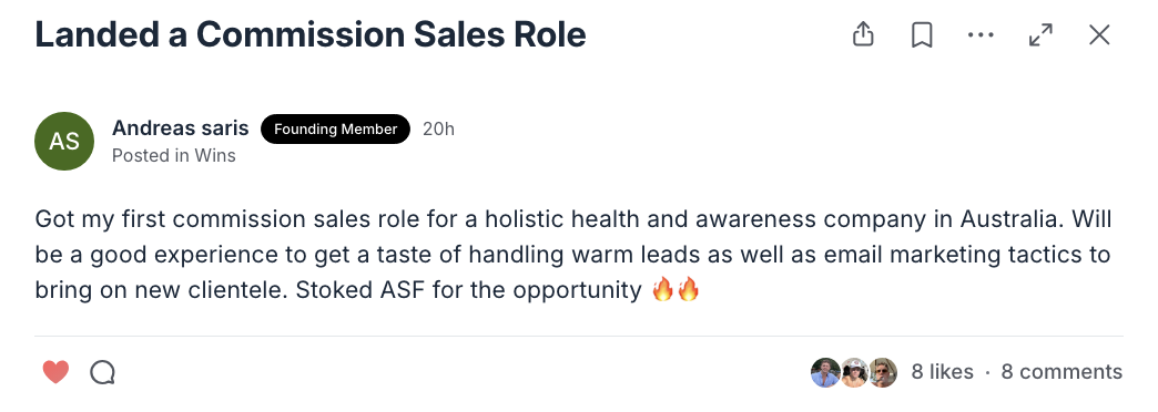 Andreas - Commission sales role