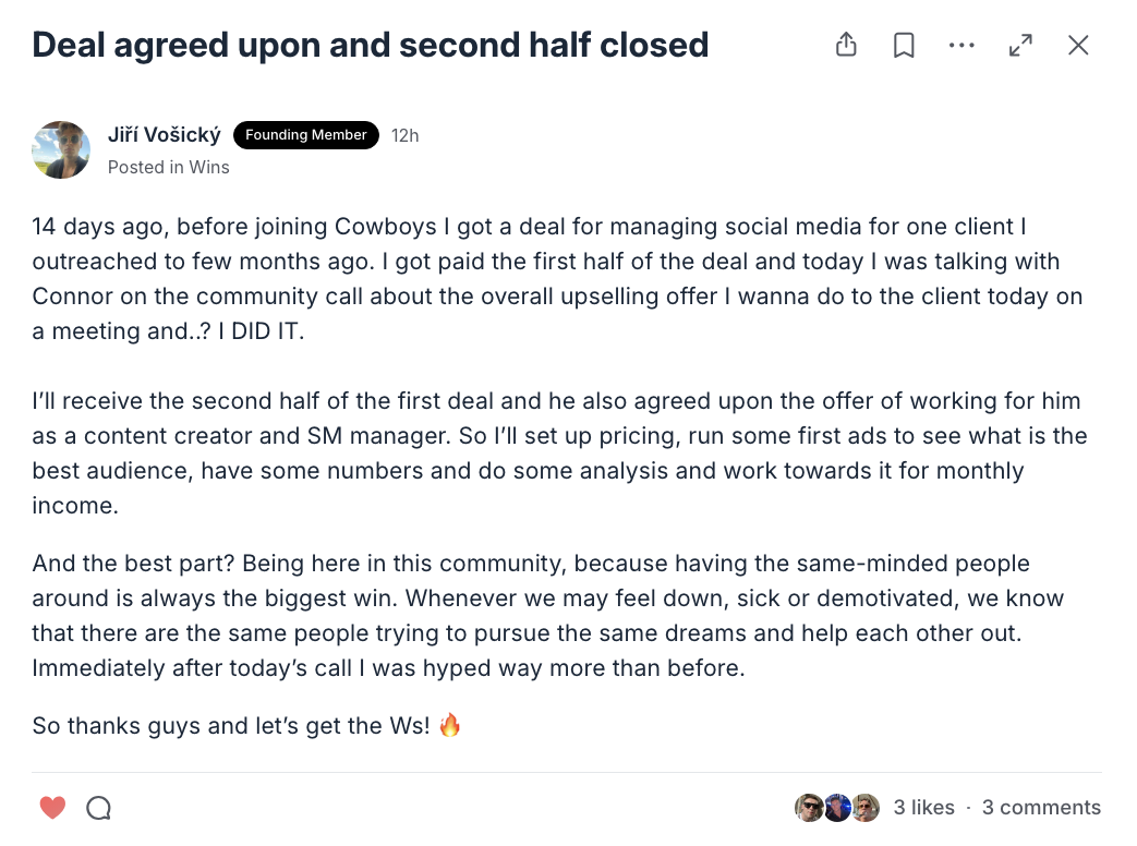 Jiří - Deal agreed and second half closed